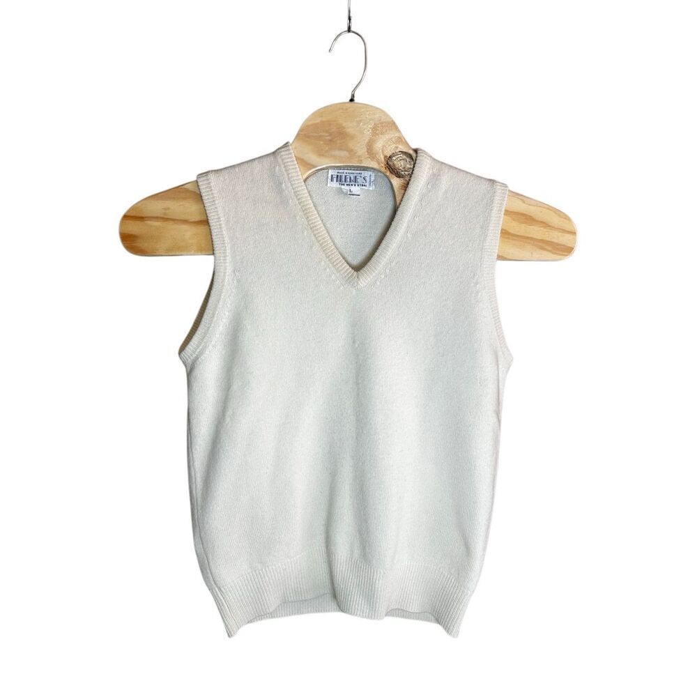 Feline’s Men’s Wear Lambswool Sweater Vest Cream Large (L)